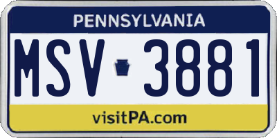 PA license plate MSV3881