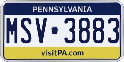 PA license plate MSV3883