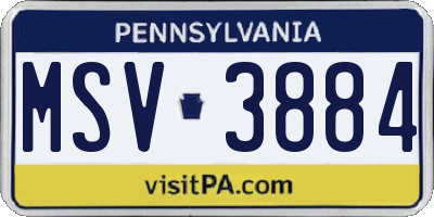 PA license plate MSV3884
