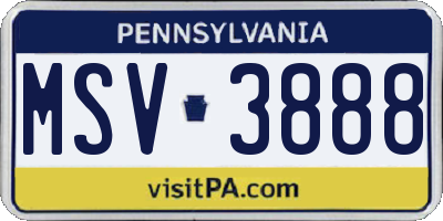 PA license plate MSV3888