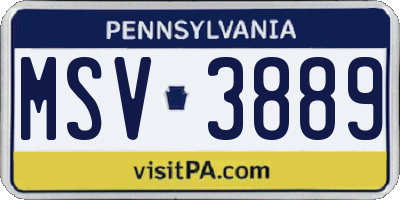 PA license plate MSV3889