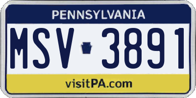 PA license plate MSV3891