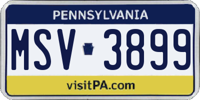 PA license plate MSV3899