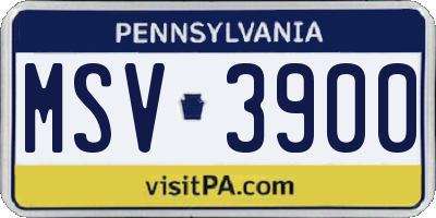 PA license plate MSV3900