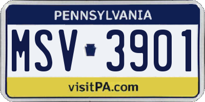 PA license plate MSV3901