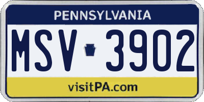 PA license plate MSV3902