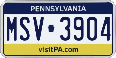 PA license plate MSV3904