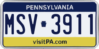 PA license plate MSV3911
