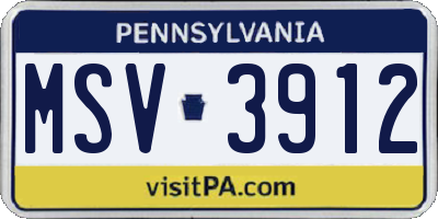 PA license plate MSV3912
