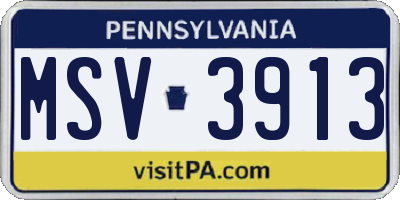 PA license plate MSV3913