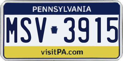 PA license plate MSV3915