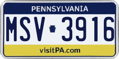 PA license plate MSV3916