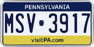 PA license plate MSV3917