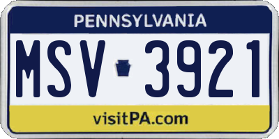 PA license plate MSV3921