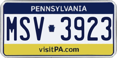 PA license plate MSV3923