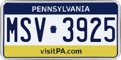 PA license plate MSV3925