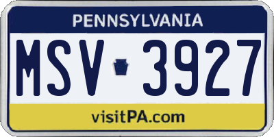 PA license plate MSV3927