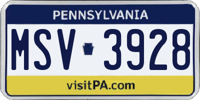 PA license plate MSV3928