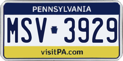 PA license plate MSV3929