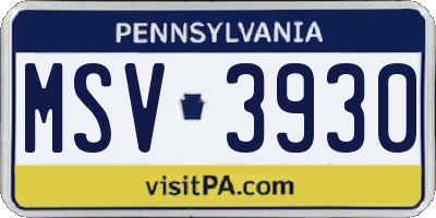 PA license plate MSV3930