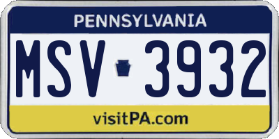 PA license plate MSV3932