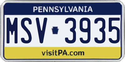 PA license plate MSV3935