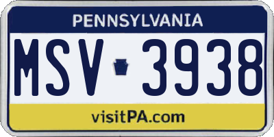 PA license plate MSV3938