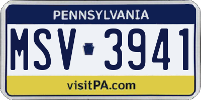 PA license plate MSV3941