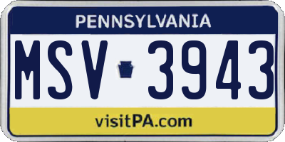 PA license plate MSV3943