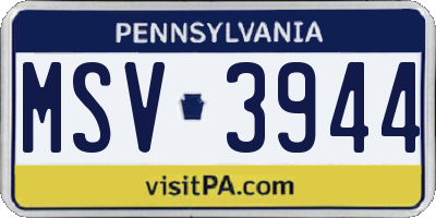 PA license plate MSV3944
