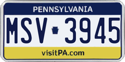 PA license plate MSV3945