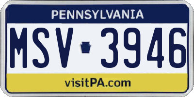 PA license plate MSV3946