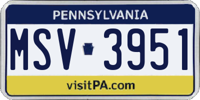 PA license plate MSV3951