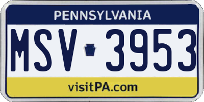 PA license plate MSV3953