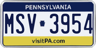 PA license plate MSV3954