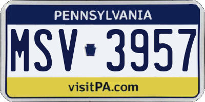 PA license plate MSV3957