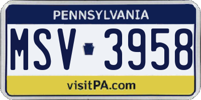 PA license plate MSV3958
