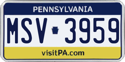 PA license plate MSV3959