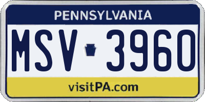 PA license plate MSV3960