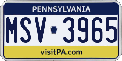PA license plate MSV3965