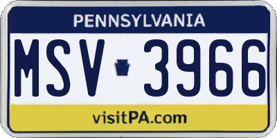 PA license plate MSV3966
