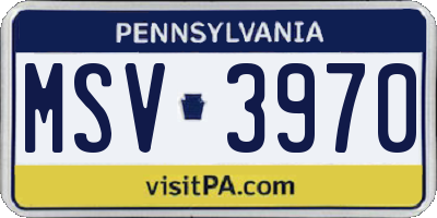 PA license plate MSV3970