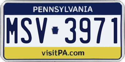 PA license plate MSV3971