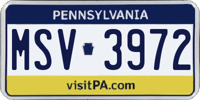 PA license plate MSV3972