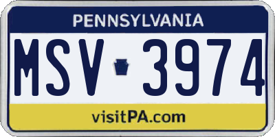 PA license plate MSV3974