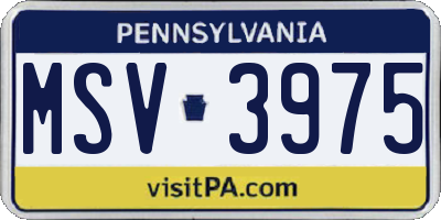 PA license plate MSV3975