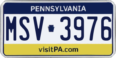PA license plate MSV3976