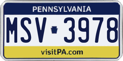 PA license plate MSV3978