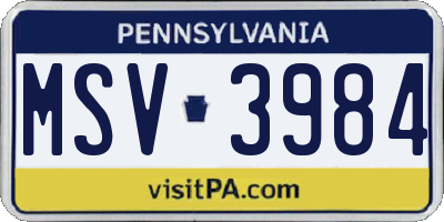 PA license plate MSV3984