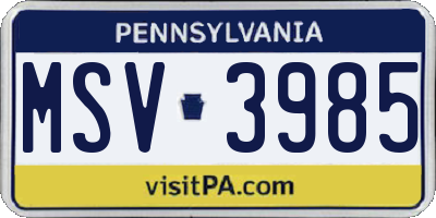 PA license plate MSV3985
